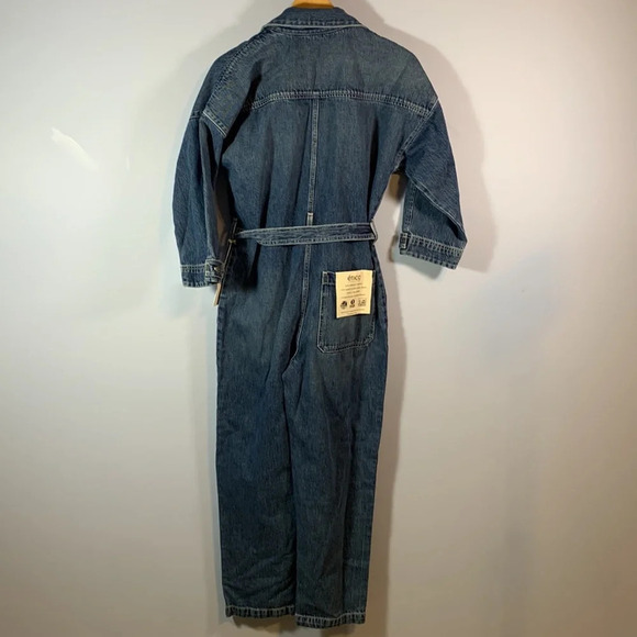 Etica size small zip front zeta denim jumpsuit carpenter cimarron color blue - Picture 8 of 15